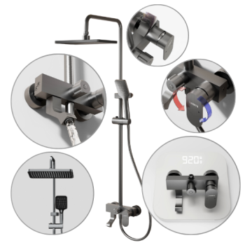 Nowoczesny zestaw Prysznicowy Kolumna Natryskowy Deszczownica, REGULOWANY